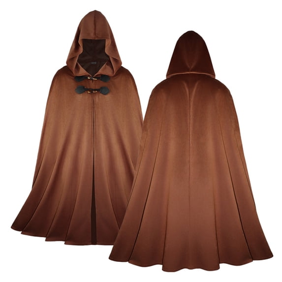LEKWK Medieval Hooded Cloak Renaissance Cape Adult Halloween Costume Velvet Cape Classic Fantasy Wizard Cosplay Themed Party Fancy Dress