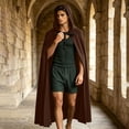 thumbnail image 1 of LEKWK Men Medieval Hooded Cloak Front Tie Gothic Wizard Witch Robe Loose Cape Themed Activity Halloween Renaissance Costume, 1 of 9