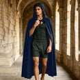 thumbnail image 1 of LEKWK Men Medieval Hooded Cloak Front Tie Gothic Wizard Witch Robe Loose Cape Themed Activity Halloween Renaissance Costume, 1 of 9