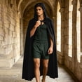 thumbnail image 1 of LEKWK Men Medieval Hooded Cloak Front Tie Gothic Wizard Witch Robe Loose Cape Themed Activity Halloween Renaissance Costume, 1 of 9