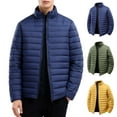 thumbnail image 1 of LEKWK Men Puffer Jacket Thick Lightweight Winter Coat Warm Quilted Zip Up Down Jackets Padded Puffy Coats with Pockets Outerwear, Dark Blue S, 1 of 5