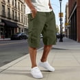 thumbnail image 1 of LEKWK Men's Cargo Short Hiking Loose Fit Drawstring Bermuda Shorts with Multiple Pockets Breathable Elastic Waist Outdoor Shorts Athletic Holiday Bottoms Army Green M, 1 of 7