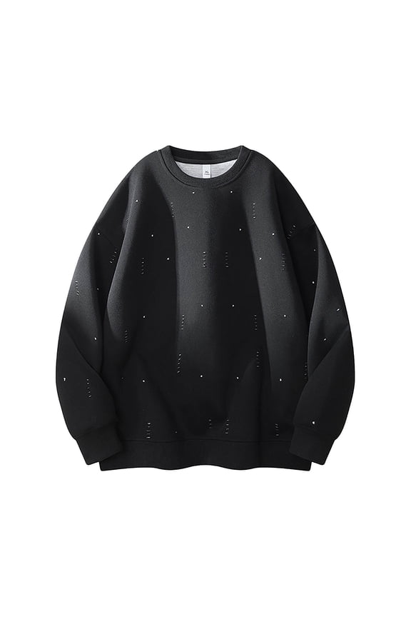 Men's Distressed Sweatshirt Ripped Hole Graphic Crewneck Pullover Grunge Streetwear Hip Hop Long Sleeve Festival Top