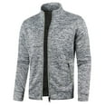 thumbnail image 1 of LEKWK Men's Full Zip Jacket Stand Collar Lightweight Knit Fleece Sweatshirt with Zipper Pockets, Long Sleeve Casual Athletic Track Jacket for Workout Travel Everyday Wear Gray XXXXL, 1 of 4