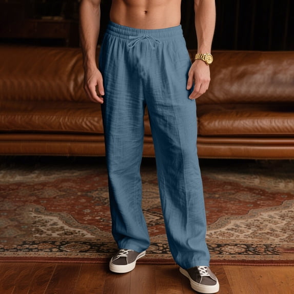 LEKWK Men's Graphic Print Sweatpants Casual Lounge Joggers Loose Fit Athletic Track Pants Elastic Waist Drawstring Workout Training Everyday Streetwear Bottoms Blue M