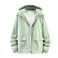thumbnail image 1 of LEKWK Men's Lightweight Hooded Windbreaker Jacket Full Zip Casual Rain Coat, Packable Outdoor Shell with Flap Pockets and Elastic Cuffs for Travel Hiking Green XXXXXL, 1 of 7
