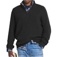 thumbnail image 1 of LEKWK Men's Quarter Zip Pullover Sweaters Ribbed Knit Long Sleeve Winter Warm Jumpers Stand Collar Casual Business Thermal Fall Fleece Lined Coats, 1 of 5
