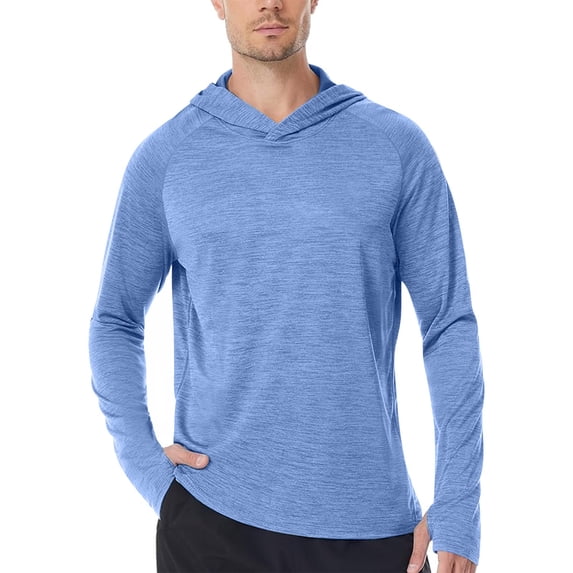 LEKWK Men's Sweatshirts and Hoodies Athletic Fit Crossover Neck Lightweight Hoodie Breathable Long Sleeve Running Shirts Soft Heathered Gym Training Workout