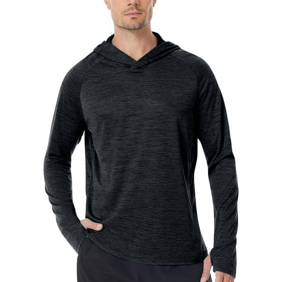 LEKWK Men's Sweatshirts and Hoodies Athletic Fit Crossover Neck Lightweight Hoodie Breathable Long Sleeve Running Shirts Soft Heathered Gym Training Workout