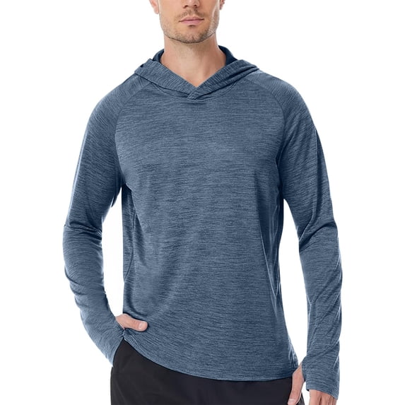 LEKWK Men's Sweatshirts and Hoodies Athletic Fit Crossover Neck Lightweight Hoodie Breathable Long Sleeve Running Shirts Soft Heathered Gym Training Workout