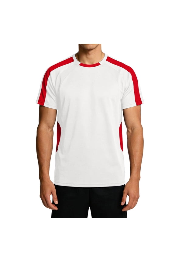 Mens Athletic Shirts & Tees Regular Fit Crew Neck Short Sleeve Shirts Raglan Contrast Workout Shirts Color Block Gym Soccer Sport Running Team Jersey