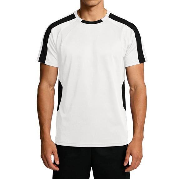LEKWK Mens Athletic Shirts & Tees Regular Fit Crew Neck Short Sleeve Shirts Raglan Contrast Workout Shirts Color Block Gym Soccer Sport Running Team Jersey
