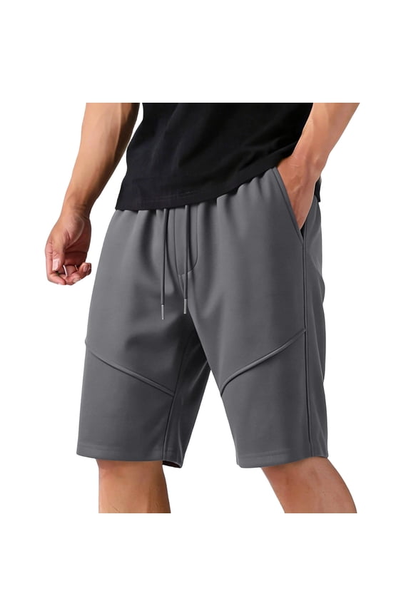 Mens Athletic Shorts Lightweight Stretchy Elastic Waist Drawstring Mid Rise Workout Shorts Zip Pocket Loose Fit Running Shorts Gym Training Wear Gray M