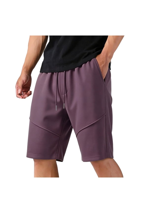 Mens Athletic Shorts Lightweight Stretchy Elastic Waist Drawstring Mid Rise Workout Shorts Zip Pocket Loose Fit Running Shorts Gym Training Wear Purple S