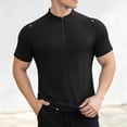 thumbnail image 1 of LEKWK Mens Athletic Tops Short Sleeve Quarter Zip Workout Shirts Slim Fit Mock Neck Textured Quick Dry Lightweight Workout Running Gym Tops Black XXXL, 1 of 5
