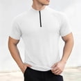 thumbnail image 1 of LEKWK Mens Athletic Tops Short Sleeve Quarter Zip Workout Shirts Slim Fit Mock Neck Textured Quick Dry Lightweight Workout Running Gym Tops White L, 1 of 5