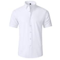 thumbnail image 1 of LEKWK Mens Button Down Shirt Loose Fit Short Sleeve Collared Tops Athletic Solid Color Lightweight Casual Work Office Summer Tops Shirts White M, 1 of 2
