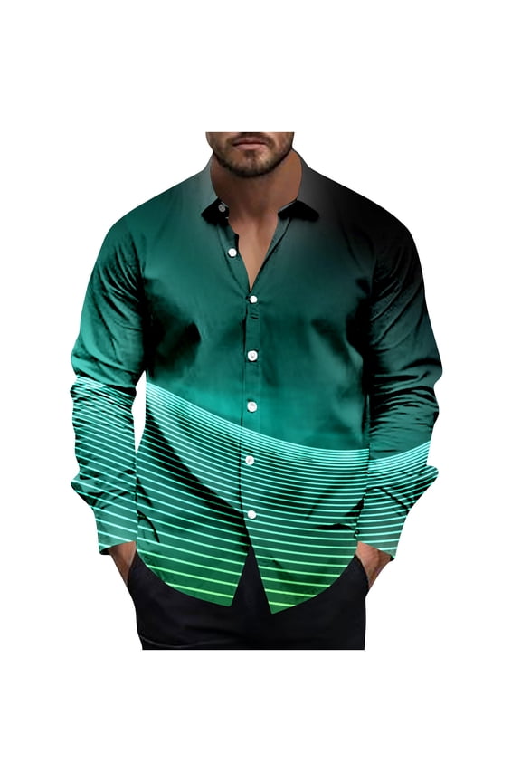 Mens Button Down Shirts Long Sleeve 3D Geometric Print Dress Shirts Lapel Collar Casual Shirts Luxury Prom Disco Party Holiday Club Apparel