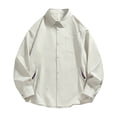 thumbnail image 1 of LEKWK Mens Button Down Shirts Long Sleeve Loose Fit Casual Shirts Contrast Stitch Pocket Work Shirts Streetwear Fall Lightweight Jacket, 1 of 8