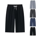 thumbnail image 1 of LEKWK Mens Capri Pants Loose Fit Wide Leg Pants Breathable Casual Lounge Trousers Lightweight Solid Fabric Comfort Beach Wear with Drawstring Waist, 1 of 6