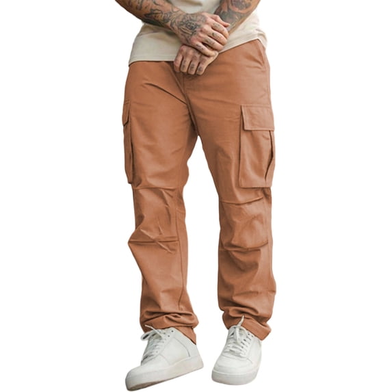 LEKWK Mens Cargo Sweatpants Regular Fit Durable Fabric Cargo Pants Elastic Waist Functional Texture Work Cargo Pants Outfits