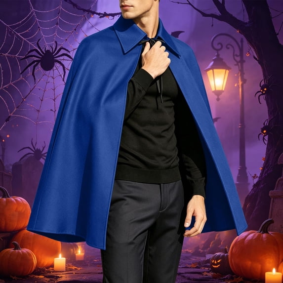 LEKWK Mens Collared Cape Medieval Gothic Vampire Costume Loose Vintage Cosplay Cloak for Halloween Party Roleplay Stage Performance