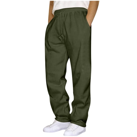 LEKWK Mens Fleece Pants Relaxed Fit Soft Warm Texture Elastic Waist Drawstring Sweatpants Comfy Daily Wear Lounge Pants Winter Thermal Winter Apparel