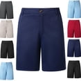 thumbnail image 1 of LEKWK Mens Golf Shorts Flat Front Classic Fit Chino Shorts Elastic Waistband Button Closure Dress Shorts Stretchy Breathable Business Work Outfits, 1 of 8