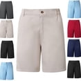 thumbnail image 1 of LEKWK Mens Golf Shorts Flat Front Classic Fit Chino Shorts Elastic Waistband Button Closure Dress Shorts Stretchy Breathable Business Work Outfits, 1 of 8