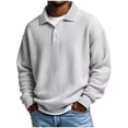 thumbnail image 1 of LEKWK Mens Henley Shirts Loose Fit Collared Long Sleeve Shirts Waffle-Texture Casual Shirts Solid Thermal Fall Winter Warm Pullover, 1 of 4