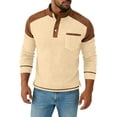 thumbnail image 1 of LEKWK Mens Henley Shirts Waffle-Knit Corduroy Patch Casual Shirts Soft Button Placket Long Sleeve Shirts Breathable Chest Pocket Vintage Daily Work, 1 of 8