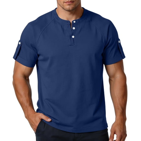 LEKWK Mens Henley T Shirt Short Sleeve Button Placket Raglan Shoulder Sleeve Tab Detail Lightweight Stretch Casual Workout Travel Daily Summer Tops Shirts Tees Gray XXXL