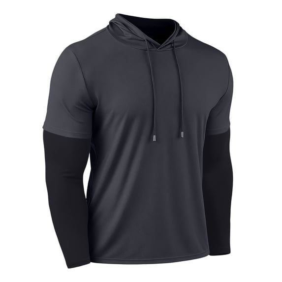 LEKWK Mens Hoodies Pullover Loose Fit Layered Look Long Sleeve T Shirts Faux Twinset Graphic Sweatshirts Casual Fall Top