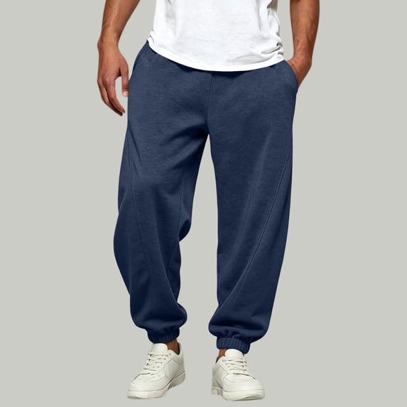 LEKWK Mens Joggers Baggy Elastic Waist Wide Leg Sweatpants Loose Fit Casual Lounge Track Pants with Pockets Fall Winter Workout Running Activewear