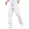 thumbnail image 1 of LEKWK Mens Joggers Regular Fit Contrast Stitch Detail Cargo Pants Breathable Fabric Jogger Pants Elastic Drawstring Waist Athletic Training Daily Wear, 1 of 6