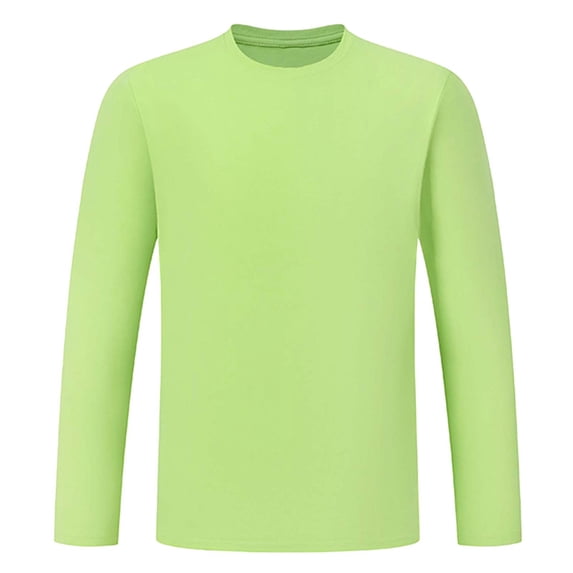 LEKWK Mens Long Sleeve T Shirts Solid Color Crew Neck Casual Shirts Soft Breathable Undershirts Lightweight Basic Daily Inner Wear Running Sporty Tee