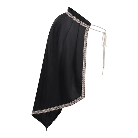 LEKWK Mens Medieval Half Shoulder Cape Renaissance Cloak with Embroidered Trim Lightweight Classic Halloween Costume Gothic Wizard Cosplay