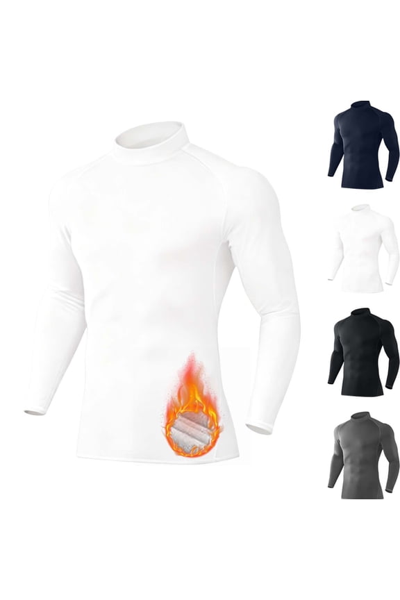 Mens Mock Turtleneck Long Sleeve Shirts Compression Base Layer Gym Shirts Solid Quick Dry Running Shirts Athletic Workout Fitness Muscle Tight Top