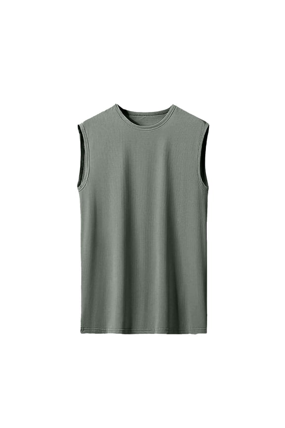 Mens Muscle Tank Top Cooling Sleeveless Crewneck Soft Stretch Shirts Lightweight Relaxed Fit Gym Workout Tops Training Layering Summer Casual Shirts Tees Army Green XXXL