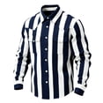 thumbnail image 1 of LEKWK Mens Ombre Western Shirt Gradient Striped Long Sleeve Snap Button Top Cowboy Rodeo Style Slim Fit Casual Party Blouse, 1 of 3