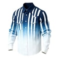 thumbnail image 1 of LEKWK Mens Ombre Western Shirt Gradient Striped Long Sleeve Snap Button Top Cowboy Rodeo Style Slim Fit Casual Party Blouse, 1 of 3