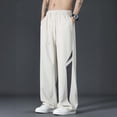 thumbnail image 1 of LEKWK Mens Pants Casual Elastic Waist Baggy Straight Leg Pants with Pockets Drawstring Breathable Mesh Loose Fit Sweatpants Summer Fashion Workout Hiking Outfits, 1 of 8