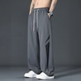thumbnail image 1 of LEKWK Mens Pants Casual Elastic Waist Baggy Straight Leg Pants with Pockets Drawstring Breathable Mesh Loose Fit Sweatpants Summer Fashion Workout Hiking Outfits, 1 of 9
