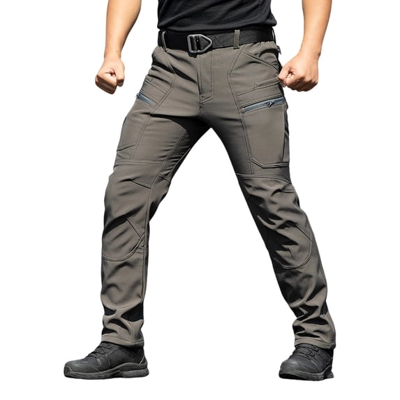LEKWK Mens Pants Regular Fit Multi-Pocket Techwear Pants Breathable Hiking Pants Durable Work Utility Safety Pants for Outdoor Activities