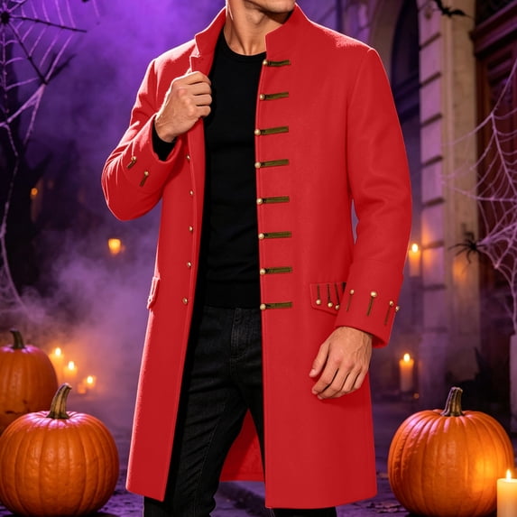 LEKWK Mens Renaissance Steampunk Costume Vintage Victorian Long Coat Tailcoat Jacket Classic Pirate Aristocrat Cosplay for Halloween Fancy Dress