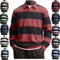 thumbnail image 1 of LEKWK Mens Shirts Long Sleeve Regular Fit Rugby Shirts Collared Casual Shirts Striped Color Block Fall Daily Streetwear Soft, 1 of 4