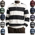 thumbnail image 1 of LEKWK Mens Shirts Long Sleeve Regular Fit Rugby Shirts Collared Casual Shirts Striped Color Block Fall Daily Streetwear Soft, 1 of 4