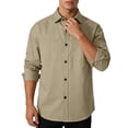 thumbnail image 1 of LEKWK Mens Solid Work Shirt Double Pocket Long Sleeve Button Down Top Western Cowboy Style Utility Casual Business Daily Wear, 1 of 8
