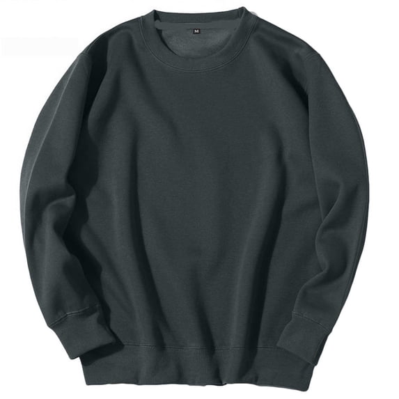 LEKWK Mens Sweatshirt Long Sleeve Crewneck Oversized Pullover Loose Fit Soft Trendy Holiday Casual Basic Tops Streetwear Daily Wear Dark Gray M