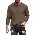 thumbnail image 1 of LEKWK Mens Sweatshirts Crewneck Regular Fit Long Sleeve Sweat Shirts Sweatshirts Ribbed Waffle-Knit Texture Soft Warm Long Sleeve Workout Shirts, 1 of 4